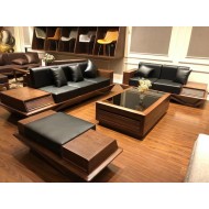 Bàn ghế sofa gỗ sồi hai văng thuyền  Bàn ghế sofa gỗ sồi hai văng thuyền